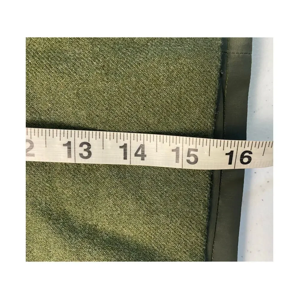 J. Crew Military Green 100% Wool Moto Miniskirt Gold-toned Hardware Size 6